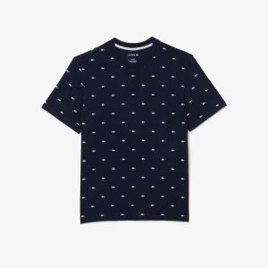 Lacoste Crocodile Print Stretch βαμβακερα Lounge σκουρο μπλε μπλε ασπρα | MI0864921
