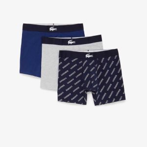 Lacoste Crocodile waist Long Boxer Brief 3-Pack σκουρο μπλε μπλε ασπρα γκρι σκουρο μπλε μπλε | WZ9210785