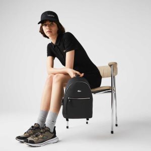 Lacoste Daily κλασικα Coated Pique καμβα Backpack μαυρα | HE3826901