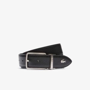 Lacoste Engraved πόρπης Reversible Pique δερματινα μαυρα | UE4580129