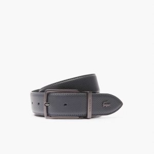 Lacoste Engraved πόρπης Reversible Pique δερματινα σκούρο γκρι | WY4691032