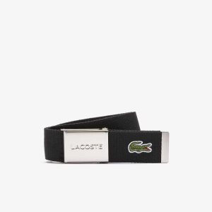 Lacoste Engraved πόρπης Woven Fabric Belt μαυρα | EX1793645