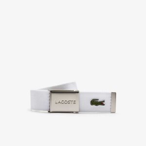 Lacoste Engraved πόρπης Woven Fabric ασπρα | UK6703418