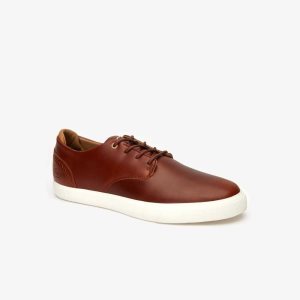 Lacoste Esparre Club δερματινα Trainers καφε ασπρα | UK7239086