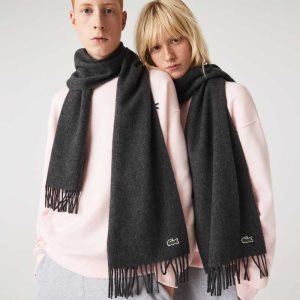 Lacoste Felt Μαλλί And Cashmere Scarf Set γκρι | IO5472861