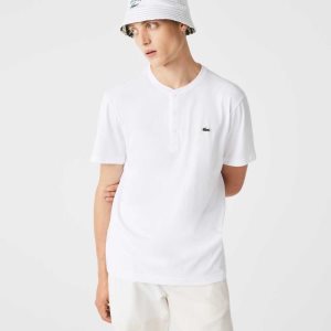 Lacoste Henley Neck Pima βαμβακερα Jersey ασπρα | IL7984503