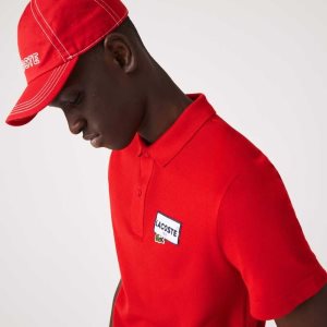 Lacoste Heritage Regular Fit Badge βαμβακερα Pique κοκκινα | WR8692175
