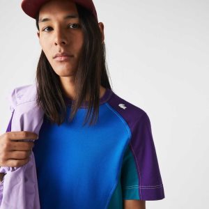 Lacoste Heritage Regular Fit Color-Block Stretch Pique μπλε πρασινο μωβ | SP5217380