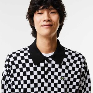 Lacoste Heritage Relaxed Fit Checkerboard μαυρα ασπρα | KZ5072394