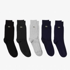 Lacoste High-Cut Organic βαμβακερα Five-Pack σκουρο μπλε μπλε γκρι γκρι μαυρα | FI9620147
