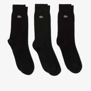 Lacoste High-Cut βαμβακερα Pique 3-Pack μαυρα | NM3512496