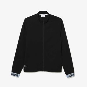 Lacoste High-Neck Organic βαμβακερα Zip Sweatshirt μαυρα | CB9285731