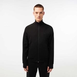 Lacoste High-Neck βαμβακερα Blend Zip μαυρα | YQ8659410