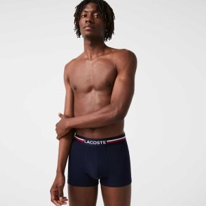 Lacoste Iconic Three-Tone Waistband Trunk 3-Pack σκουρο μπλε μπλε γκρι κοκκινα | BF0253817