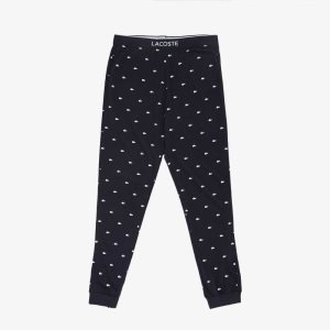 Lacoste Jersey Pajama Pants μαυρα ασπρα | IZ4893651