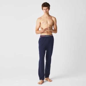 Lacoste Jersey Three-Tone Waistband Pajama Pants σκουρο μπλε μπλε | TN4123589