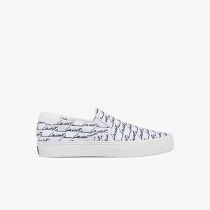 Lacoste Jump Serve καμβα Printed Slip-On ασπρα μαυρα | ZC4563097