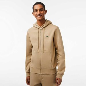 Lacoste Kangaroo Pocket Fleece Zipped Μπεζ | VB1079586
