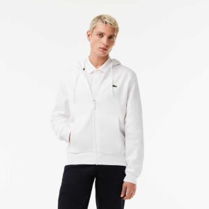 Lacoste Kangaroo Pocket Fleece Zipped ασπρα | CN9286514