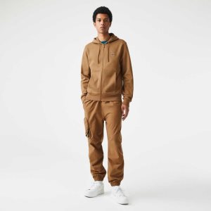 Lacoste Kangaroo Pocket Fleece Zipped καφε | PF4798635