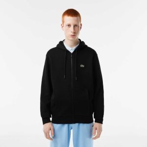 Lacoste Kangaroo Pocket Fleece Zipped μαυρα | BH2153470