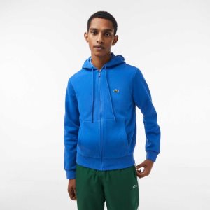 Lacoste Kangaroo Pocket Fleece Zipped μπλε | IW6318092
