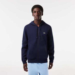 Lacoste Kangaroo Pocket Fleece Zipped σκουρο μπλε μπλε | NU5702314