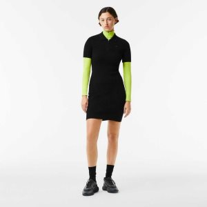 Lacoste Knit Details Front Zip μαυρα | QC3180497