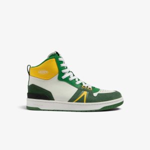 Lacoste L001 Mid δερματινα Colorblock ασπρα πρασινο | MO6185294