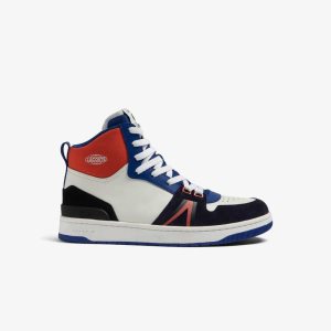 Lacoste L001 Mid δερματινα Colorblock ασπρα σκουρο μπλε | RF7619834