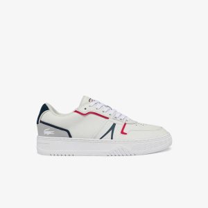 Lacoste L001 δερματινα ασπρα μπλε κοκκινα | CH4738590