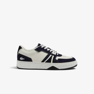Lacoste L001 δερματινα ασπρα σκουρο μπλε | FH5429086