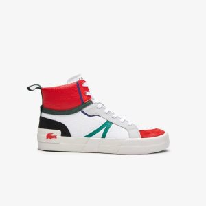 Lacoste L004 Mid δερματινα ασπρα κοκκινα | MQ2193567