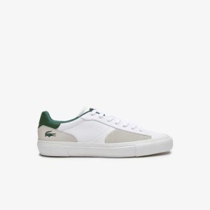 Lacoste L006 δερματινα ασπρα σκούρο πρασινο | XT5827109