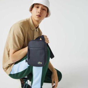 Lacoste LCST Coated καμβα Small φλατ Crossbody σκούρο μπλε | SQ7936285