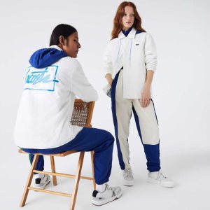 Lacoste LIVE Contrast Hood Buttoned ασπρα μπλε | TN7138502