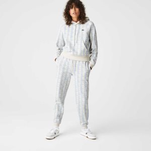 Lacoste LIVE Monogram Design Fleece Tracksuit ασπρα μπλε | NP3652470