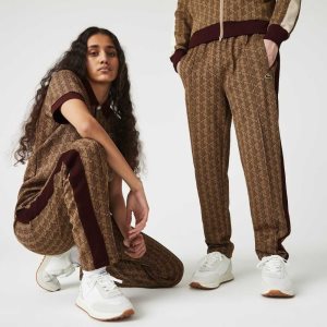 Lacoste LIVE Monogram Jacquard Tracksuit Μπεζ μπορντο | ID3961728