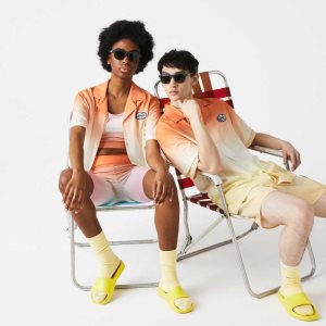 Lacoste LIVE Relaxed Fit Gradated Print πορτοκαλι ασπρα κίτρινα | SW7539428