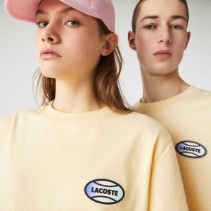 Lacoste LIVE Summer Pack Loose Fit Flecked βαμβακερα κίτρινα | IF1528746