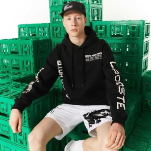 Lacoste LIVE x Minecraft Loose Fit Fleece Hoodie μαυρα | TC7510864
