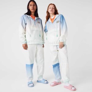 Lacoste LIVE ελαφρια Pullover Windbreaker μπλε ασπρα τυρκουάζ | EO2175389