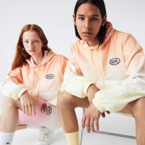Lacoste LIVE ελαφρια Pullover Windbreaker πορτοκαλι ασπρα κίτρινα | VJ7918236