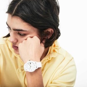 Lacoste L.12.12 White σιλικόνη Petit Pique Pattern λουρακια ασπρα | YM9723145