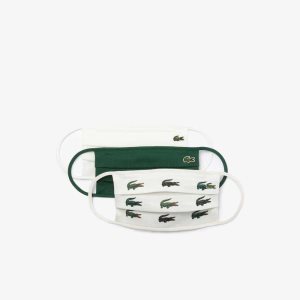Lacoste L.12.12 βαμβακερα Face Masks 3-Pack πρασινο ασπρα | JW7142693