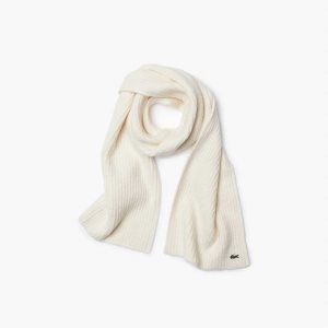 Lacoste Large Πλευρωτός Μαλλί Scarf ασπρα | WV2548017