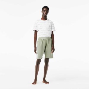 Lacoste Logo Waistband Fleece Shorts Χακί πρασινο | NE0892451