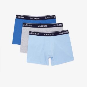Lacoste Long Stretch βαμβακερα Boxer Brief 3-Pack μπλε γκρι | NK2984167