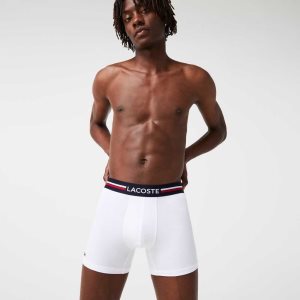 Lacoste Long Stretch βαμβακερα Jersey Boxer Brief 3-Pack σκουρο μπλε μπλε ασπρα | GS6097841