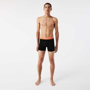 Lacoste Long βαμβακερα Boxer Brief 3-Pack μαυρα πορτοκαλι Χακί πρασινο μπλε | DA4861079